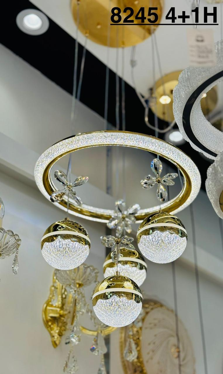 OrnaBloom 8245 4+1H Crystal Globe Chandelier
