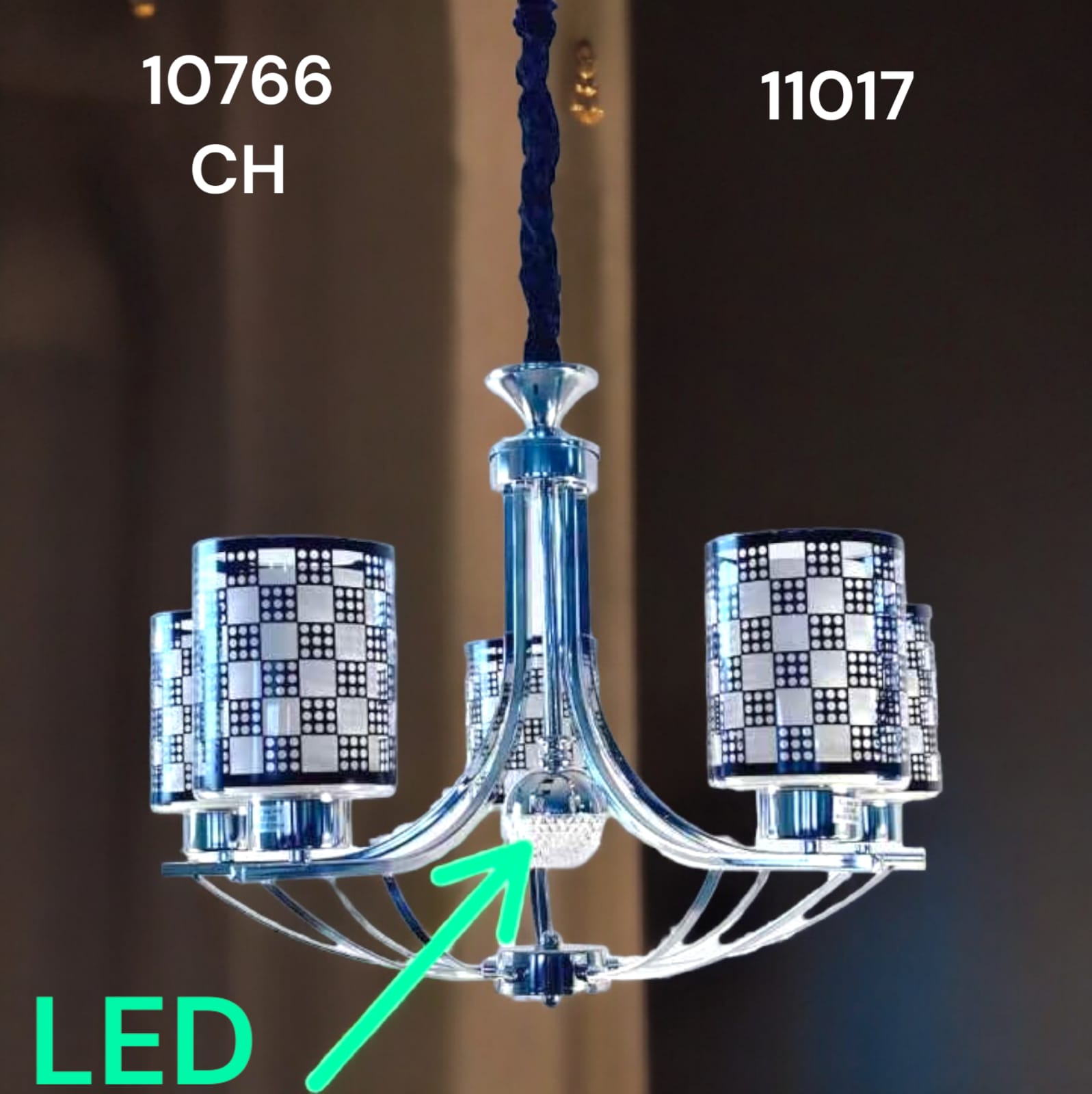LuxeCheck 10766 CH Crystal LED Chandelier – Chrome Edition