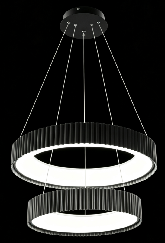 008 Double-Tier Pendant Light, black, freshly landed