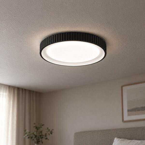 New 008 Flush Ceiling Light 3CCT – Black & White, Ø450mm - close-up detail