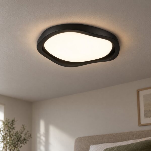 New Four Wave Flush Ceiling Light 3CCT – Black, Ø450mm - close-up detail