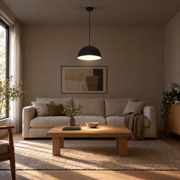 9108 Pendant Light 3CCT – Black & White, Ø300mm - in a modern living room