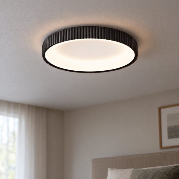 008 Flush Ceiling Light 3CCT – Black, Ø400mm - close-up detail