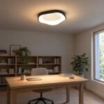 8039 Fourth Wave Flush Ceiling Light 3CCT – Black, Ø500mm - in a home office