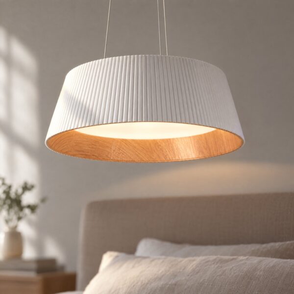 Golden Premium No.1 Pendant Light 3CCT – White & Natural Wood, Ø450×155mm - close-up detail